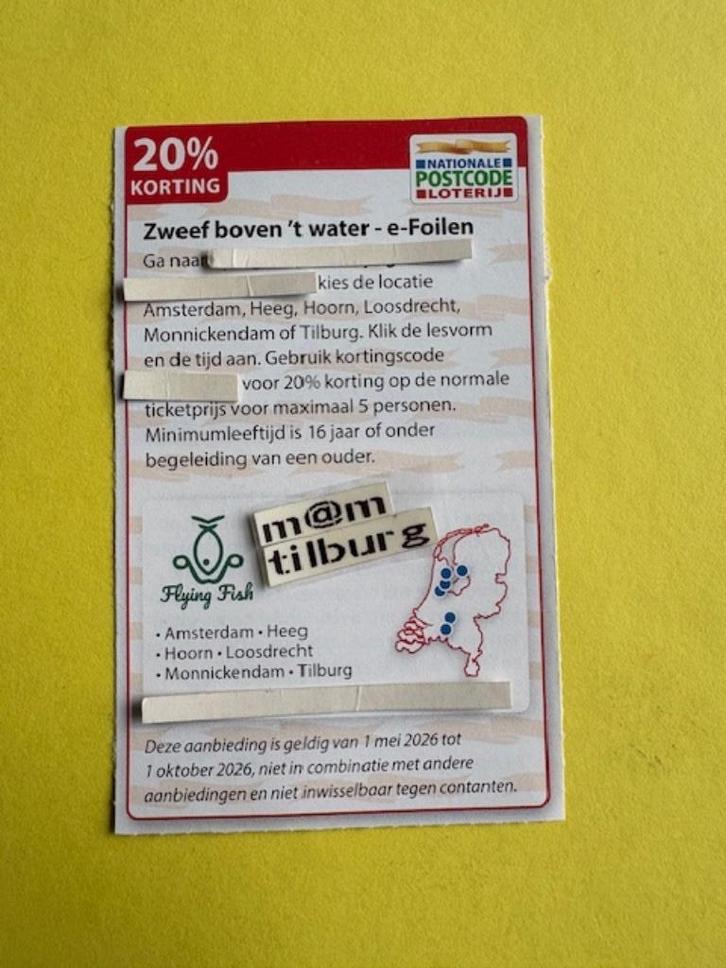 Zweef boven 't water - e-foilen 20% korting voor max. 5 pers, Tickets en Kaartjes, Kortingen en Cadeaubonnen, Drie personen of meer