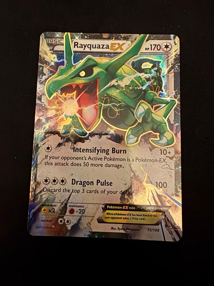 Rayquaza ex XY, Hobby en Vrije tijd, Verzamelkaartspellen | Pokémon, Gebruikt, Losse kaart, Foil, Ophalen of Verzenden