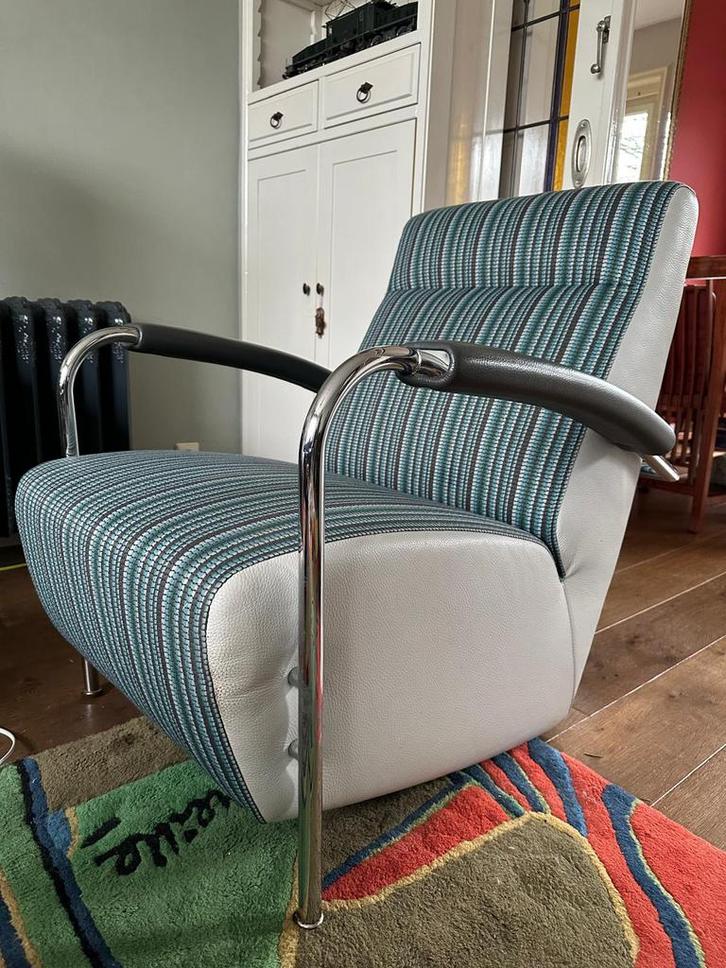 Leolux Scylla fauteuil, Huis en Inrichting, Fauteuils, Zo goed als nieuw, Leer, Stof, 75 tot 100 cm, Ophalen