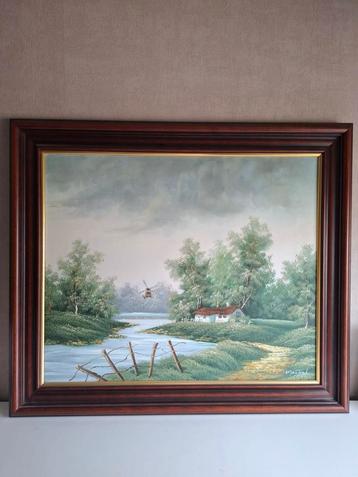 Schilderij met lijst - Landschap 74x63,5 cm beschikbaar voor biedingen