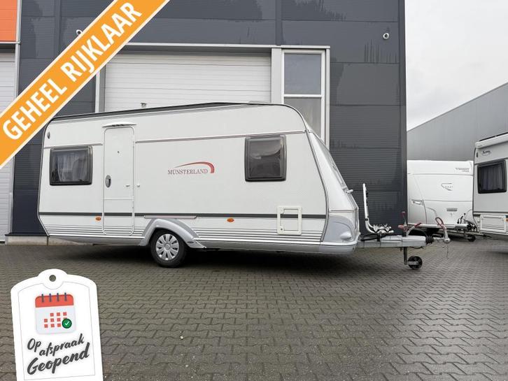LMC Munsterland 475 RD Voortent - fietsendrager, Caravans en Kamperen, Caravans, Bedrijf, tot en met 4, 1000 - 1250 kg, Rondzit