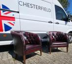 Chesterfield fauteuils in de authentieke Chesterfield kleur, Ophalen, Gebruikt, 75 tot 100 cm, Leer
