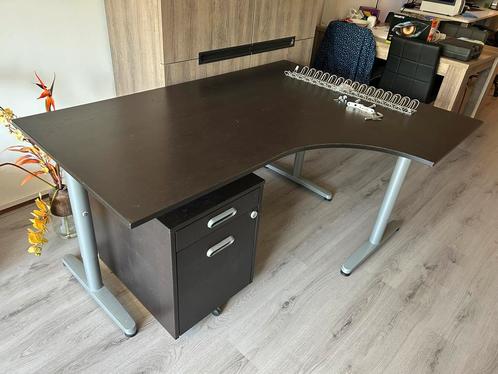 Hoek bureau buro met ladekast, Huis en Inrichting, Bureaus, Gebruikt, Ophalen