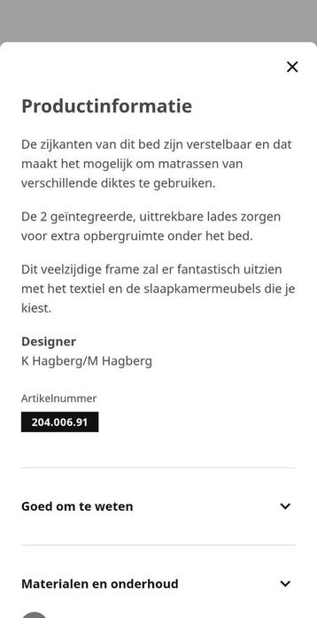 IKEA Brimnes Bedframe 90x200 cm - Wit met opberglades - afbeelding 1