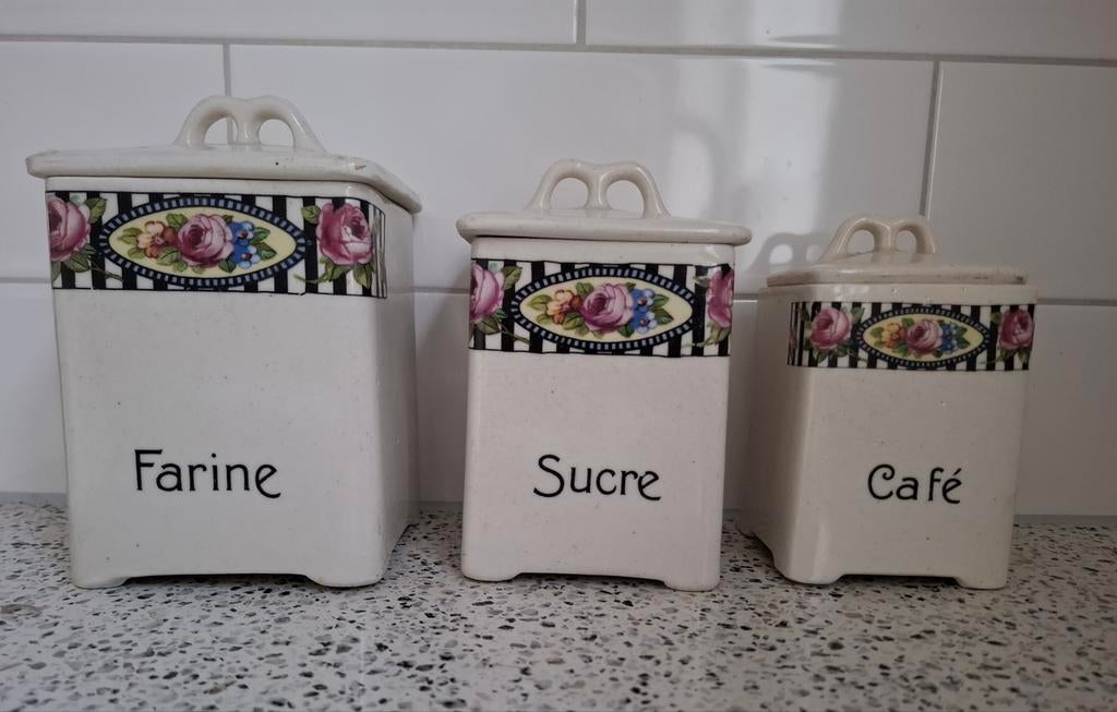 Oude porseleinen Franse voorraadpotten, Antiek en Kunst, Ophalen of Verzenden