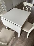 Ikea Klaptafel Nordviken met 4 stoelen, Huis en Inrichting, Ophalen, 100 tot 150 cm, Wit, 50 tot 100 cm
