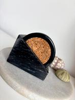 Set zwart marmeren onderzetters, Huis en Inrichting, Woonaccessoires | Onderzetters, Ophalen of Verzenden, Zo goed als nieuw, Glas of Kopje