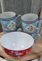 4 mokken + 1 x kom porselein - Pip Studio, Verzenden