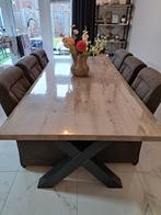 compleet eet tafel met 6 stoelen, Huis en Inrichting, Tafels | Eettafels, Overige materialen, Gebruikt, 200 cm of meer, Vijf personen of meer