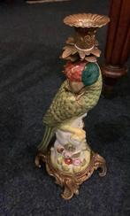 Porseleinen kandelaren papegaai met bronzen ornamenten, Ophalen, Westeinde 326, Zo goed als nieuw, Info@jansenantiek.nl