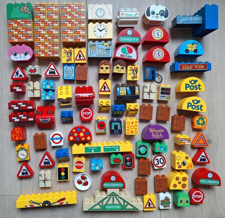 Lego Duplo bouwblokken met opdruk, Kinderen en Baby's, Speelgoed | Duplo en Lego, Gebruikt, Duplo, Ophalen of Verzenden