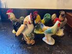 Verzameling van 5  hanen en kippen beeldjes, Ophalen of Verzenden, Gebruikt, Dier