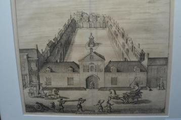 Ets/kopergravure Hofje van Hogelande Den Haag 18e eeuw beschikbaar voor biedingen