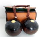Vintage Brocante set houten Lawn Bowls Balls Thomas Royle, Verzenden
