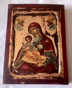 Antieke handgeschilderde Byzantijnse icoon. Verguld., Antiek en Kunst, Ophalen of Verzenden