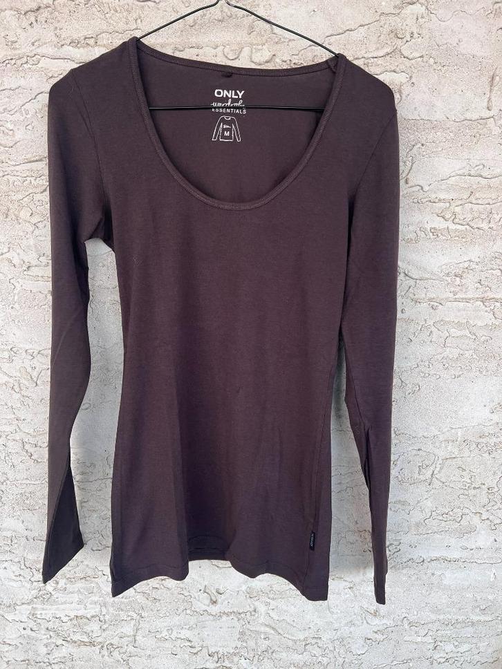 Only long sleeve shirt bruin, Kleding | Dames, Tops, Zo goed als nieuw, Maat 38/40 (M), Bruin, Lange mouw, Ophalen of Verzenden