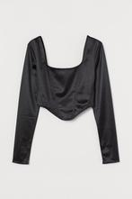 H&M Shiny Corset Top, Zwart, maat L, ZGAN, H&M, Verzenden, Zwart, Body of Korset