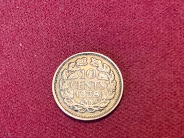 Zilveren 10 cent munt Wilhelmina 1938 beschikbaar voor biedingen