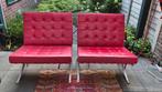 2 Rode Barcelona Stoelen - Design Klassieker, Huis en Inrichting, Fauteuils, Ophalen, Gebruikt, Minder dan 75 cm, Metaal