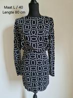 Sjieke zwarte jurk kralen patroon zwart wit maat 40 L, Kleding | Dames, Jurken, Ophalen of Verzenden, Zo goed als nieuw, Maat 38/40 (M)