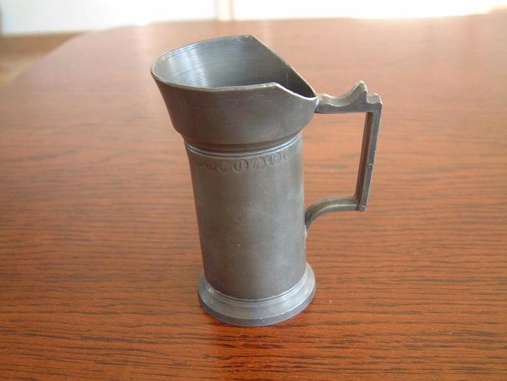 Oud tin tinnen maatkannetje maat kan 1 deciliter, Antiek en Kunst, Antiek | Tin, Ophalen of Verzenden