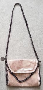Schoudertas zalm roze met ketting damestas soepele stof tas, Verzenden, Zo goed als nieuw, Roze