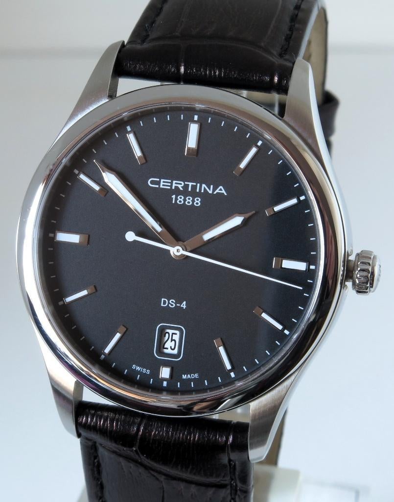 Certina DS4; staal; saffierglas; 38mm; doos; in nieuwstaat!!, Overige merken, Leer, Staal, Verzenden