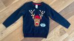 Kersttrui / foute trui rendier maat 116 donkerblauw, Ophalen of Verzenden, Zo goed als nieuw