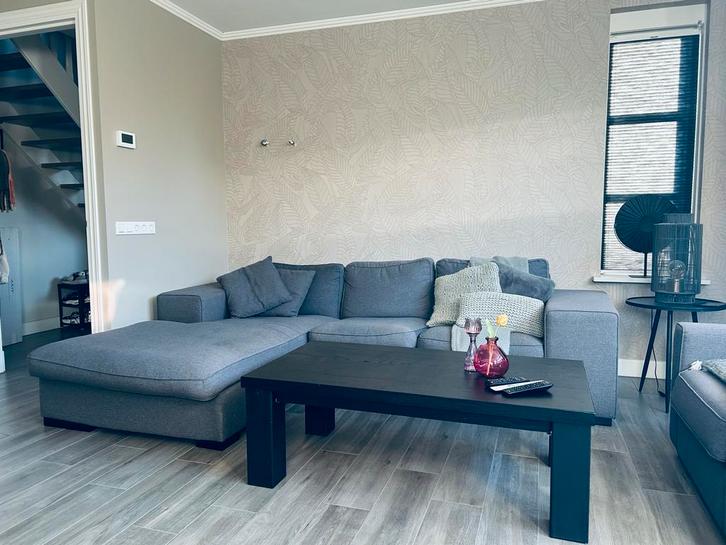 Mooie Zwarte Eiken Salontafel met Lade, Huis en Inrichting, Banken | Bankstellen, Gebruikt, Tweepersoons, Minder dan 150 cm, Minder dan 75 cm