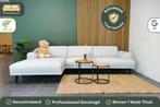 Kleine hoekbank beige wit Fonq Flair [refurbished], Huis en Inrichting, Banken | Bankstellen, 250 tot 300 cm, -, -, Hoekbank