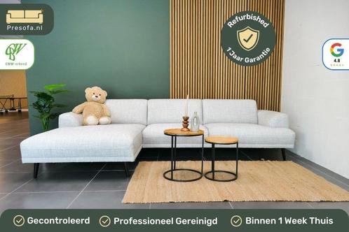 Kleine hoekbank beige wit Fonq Flair [refurbished], Huis en Inrichting, Banken | Bankstellen, Zo goed als nieuw, Hoekbank, Vierpersoons of meer
