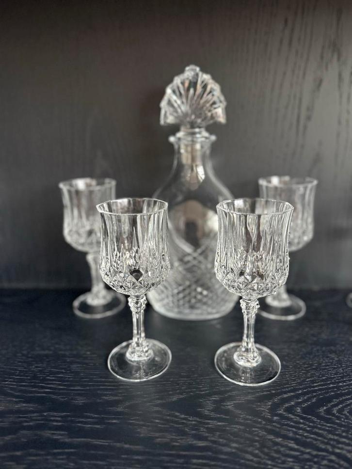 Kristallen karaf set met wijnglazen, Antiek en Kunst, Antiek | Glas en Kristal, Ophalen of Verzenden