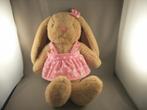 zeeman konijn bruin met roze/wit gestipt jurkje / strik 60cm, Ophalen of Verzenden, Nieuw, Konijn