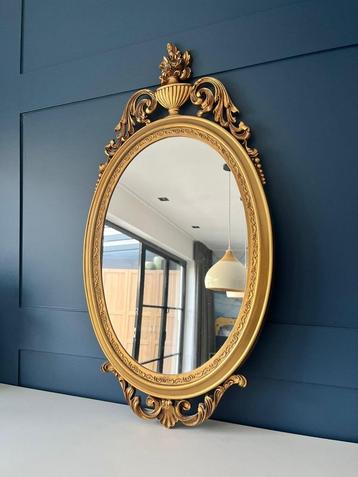 Gouden ovale spiegel, vintage  beschikbaar voor biedingen