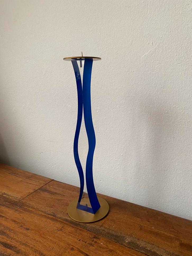 Vibtage Kandelaar blauw lucite – Cec LePage stijl, jaren ’80, Antiek en Kunst, Antiek | Kandelaars, Ophalen of Verzenden