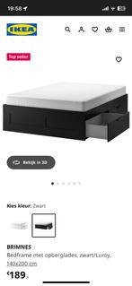 Ikea bed Brimnes 140x200, Huis en Inrichting, Slaapkamer | Bedden, Wit, Tweepersoons, Zo goed als nieuw, 200 cm