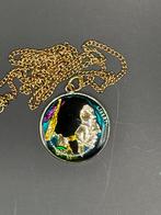 Handgeschilderde munthanger – Indiaan & Bison, Ophalen, Overige materialen, Gebruikt, Overige voorstellingen