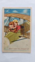 Fantasie,  twee kinderen in een vliegtuig tekst, Verzamelen, Ansichtkaarten | Themakaarten, Gelopen, Kinderen, 1920 tot 1940, Verzenden