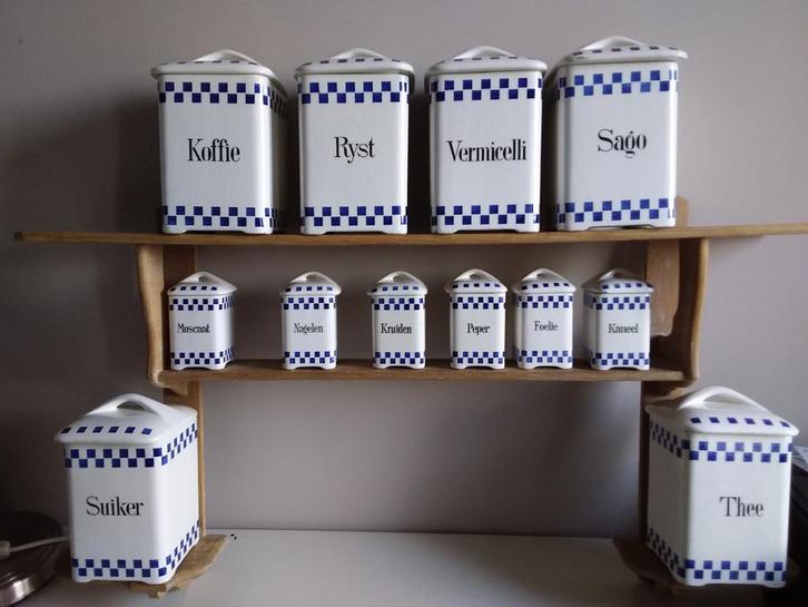 Vintage Erna Voorraadpotten Set blauw/wit, Huis en Inrichting, Keuken | Keukenbenodigdheden, Gebruikt, Ophalen of Verzenden