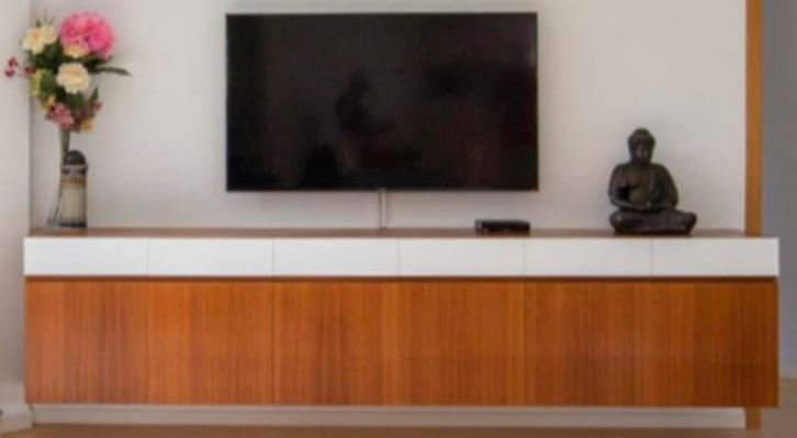 Uniek mahoniehouten zwevend dressoir, Huis en Inrichting, Kasten | Dressoirs, Zo goed als nieuw, 200 cm of meer, 25 tot 50 cm