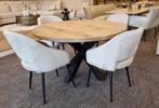 Direct ophalen | Eiken Eettafel rond 130 | Hilversum, Huis en Inrichting, Tafels | Eettafels, Nieuw, 100 tot 150 cm, Eikenhout, Industrieel, modern, Deens Ovaal, Rond