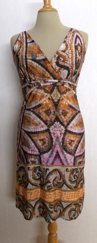 Opvallend leuk print jurkje! M, Kleding | Dames, Jurken, Zo goed als nieuw, Maat 38/40 (M), Bruin, Boven de knie, Verzenden