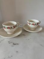 Set van 2 Wedgwood kop en schotels met rozenmotief, Ophalen of Verzenden