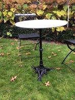 Tuinset: Marmeren Tafel & zware ijzeren Stoelen, Tuin en Terras, Ophalen of Verzenden, Gebruikt, Rond, Metaal