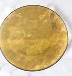 Een amberkleurig decoratieve schaal, van glas., Gebruikt, Schaal, Rond, Ophalen of Verzenden