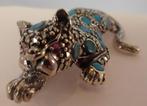Nieuwe zilveren TIJGER broche met Robijn, Turkoois, Sieraden, Tassen en Uiterlijk, Broches, 4 tot 7 cm, Verzenden, Nieuw, Met edelsteen