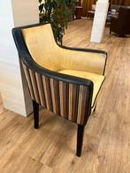 Goud Gestreepte Horeca Fauteuil Satteliet eetkamer stoel, Huis en Inrichting, Fauteuils, Ophalen, Gebruikt, Minder dan 75 cm, 50 tot 75 cm