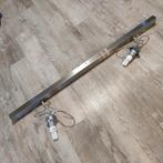 RVS balk/plafondlamp met twee lichtpunten, Ophalen of Verzenden, Gebruikt, Overige materialen, Strak