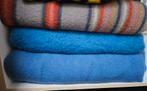 Vintage retro wollen dekens blauw en streep, Ophalen of Verzenden, Zo goed als nieuw