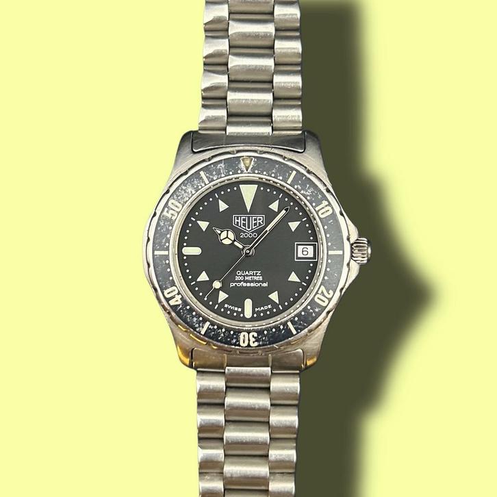 Heuer 2000 Quartz Professional – 200 meter duiker – €1.150,-, Sieraden, Tassen en Uiterlijk, Horloges | Dames, Gebruikt, Polshorloge